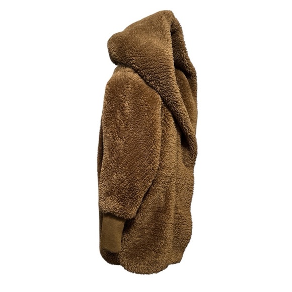 Akira teddy jacket brown sherpa hoodie coat womens size small - Picture 2 of 6